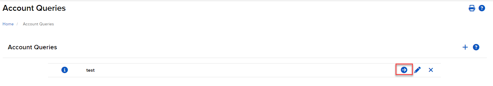 Image of the run account queries button in portal. 
